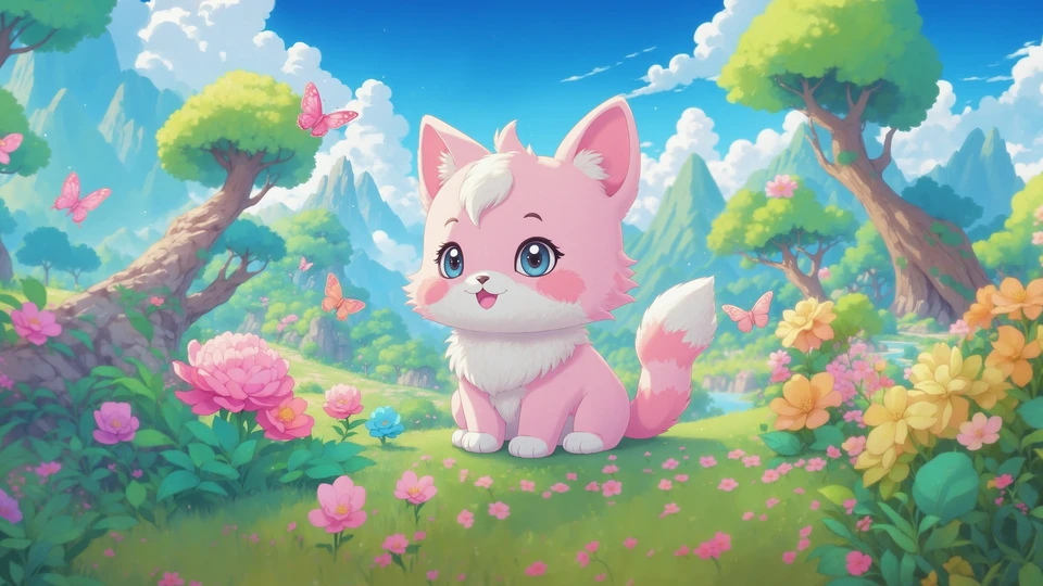 Pink Kitten Anime Screen Image