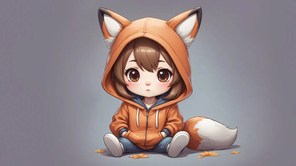Chibi Girl in Fox Hoodie Background
