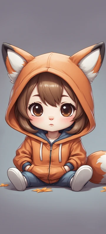 Chibi Girl in Fox Hoodie Background