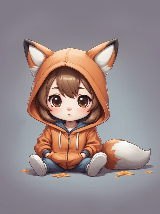 Chibi Girl in Fox Hoodie Background