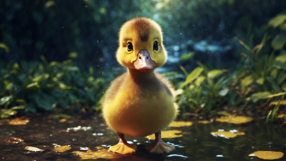 Baby Wild Duck Cartoon Background