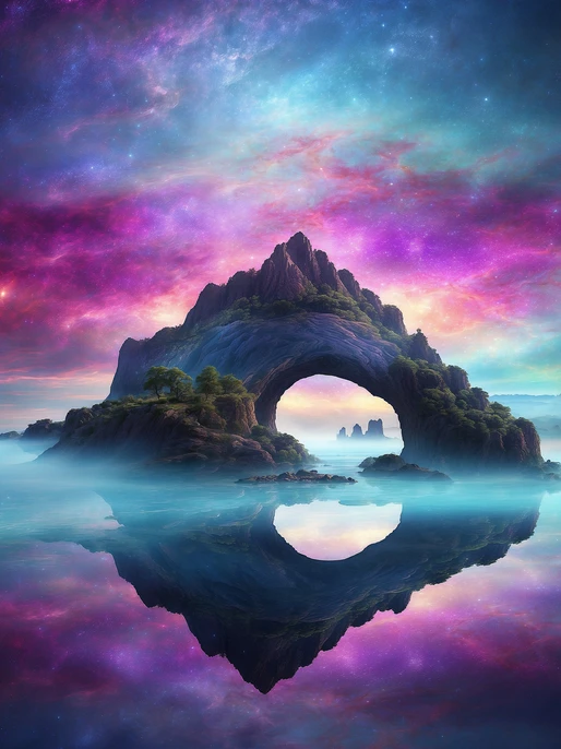 Surreal Celestial Island Background