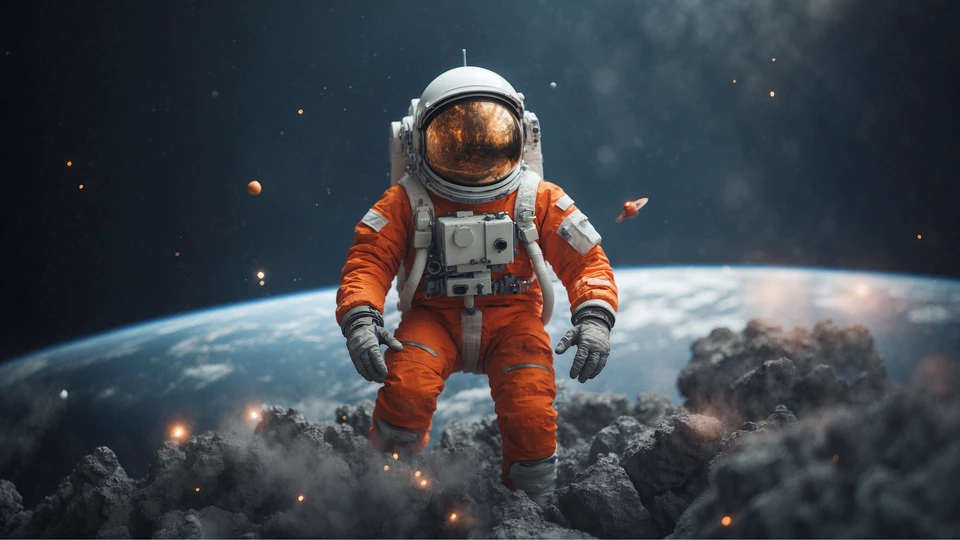 Astronaut in front of the Earth Wallpaper