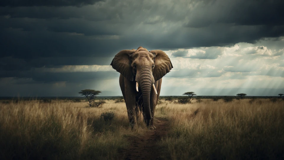 Stormy Savanna Elephant