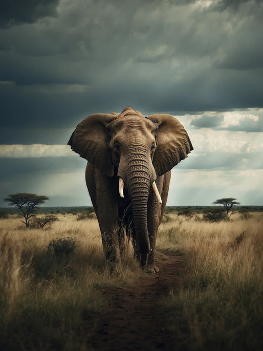 Stormy Savanna Elephant