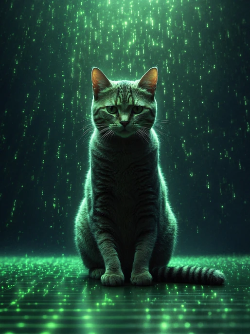 Binary Matrix Cat Art