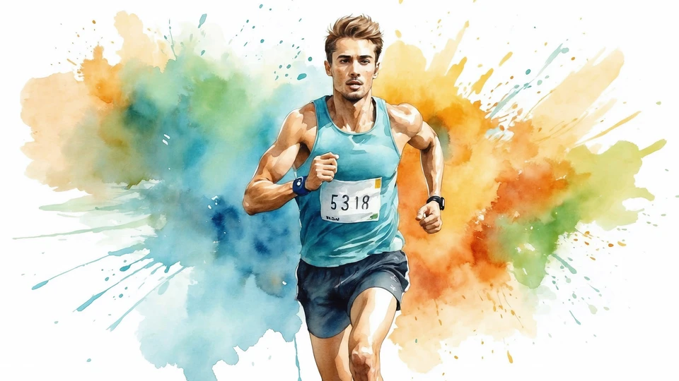 Running Athlete Watercolor Wallpaper