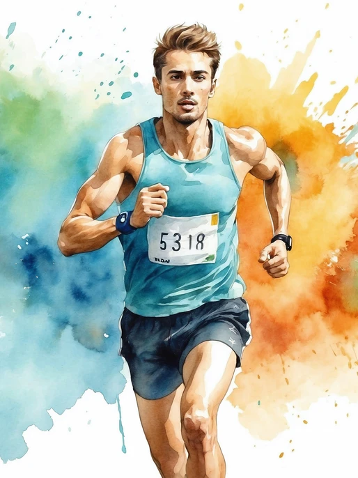 Running Athlete Watercolor Wallpaper