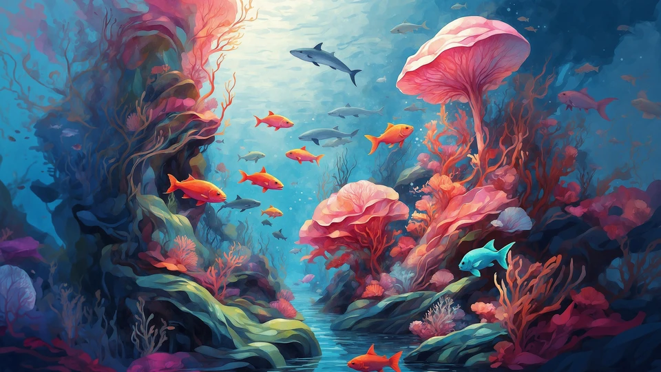 Magical Aquatic Cartoon Background