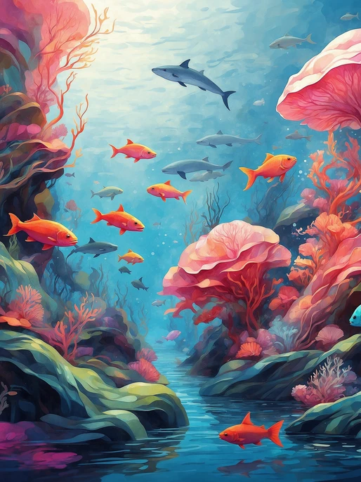 Magical Aquatic Cartoon Background