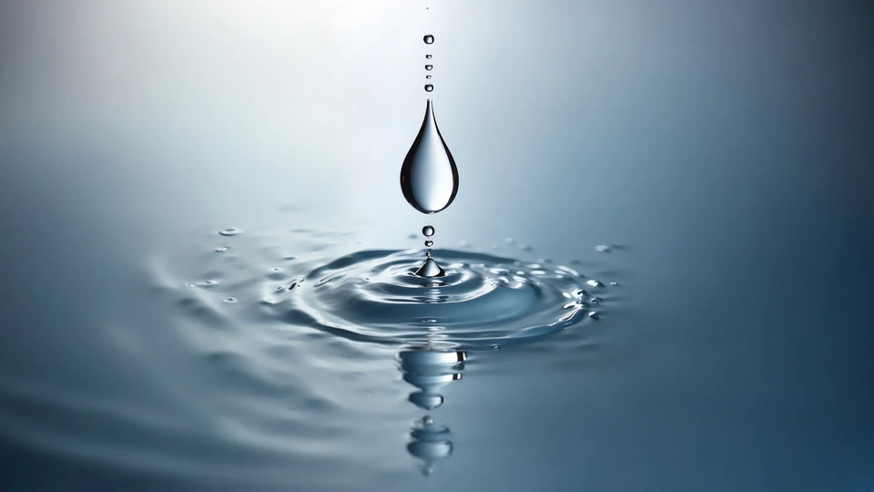 Water Drop Falling with Ripples