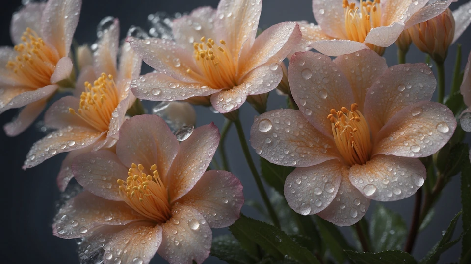 Flower Blossoms with Morning Dew Image