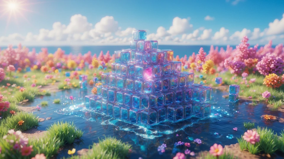 Tetris Like Glass Cubes Pyramide