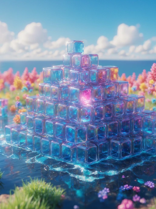 Tetris Like Glass Cubes Pyramide