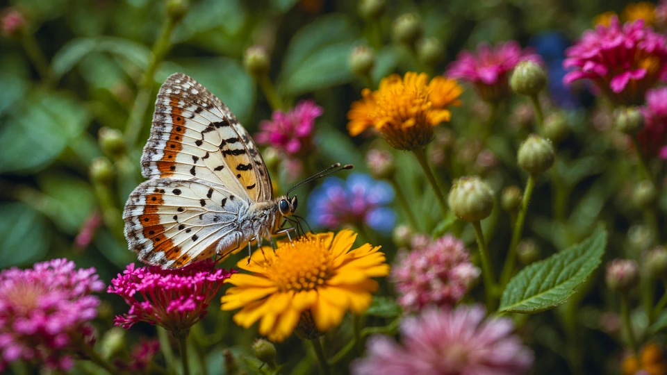 Butterfly on Wildflowers Wallpaper
