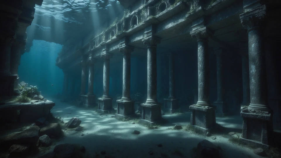 Mysterious Ocean Ruins Wallpaper