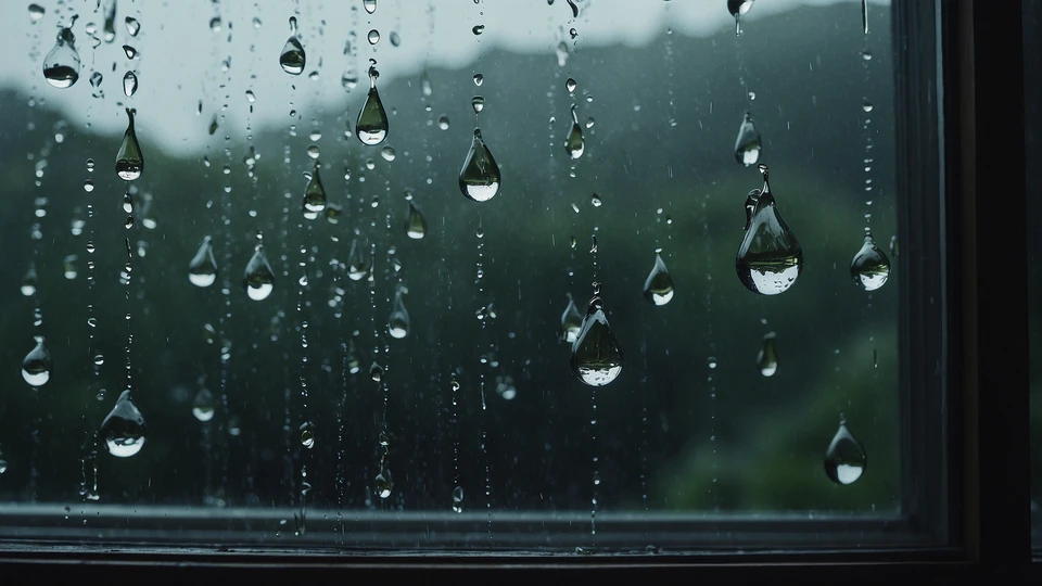 Window with Waterdrops Wallpaper