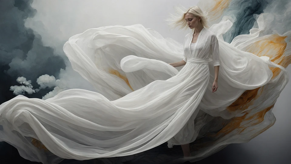 Surreal Girl in White Image