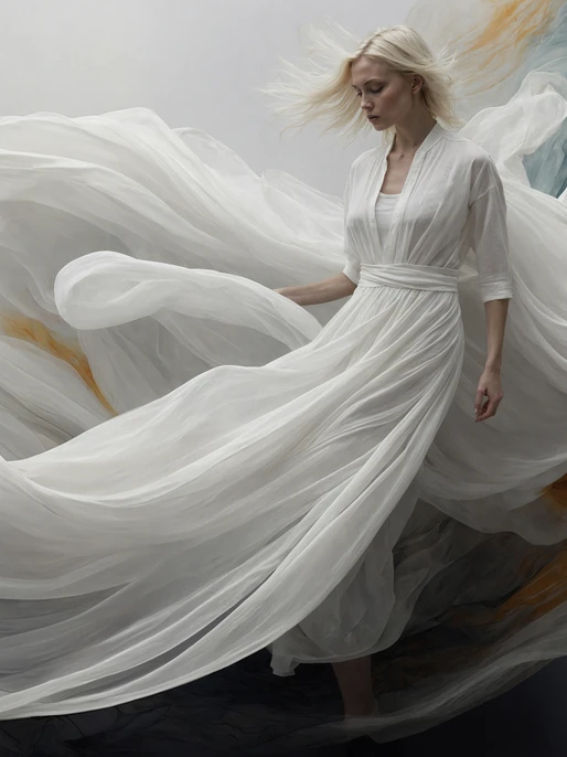 Surreal Girl in White Image