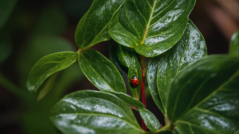 Ladybug on Leaves Wallpaper