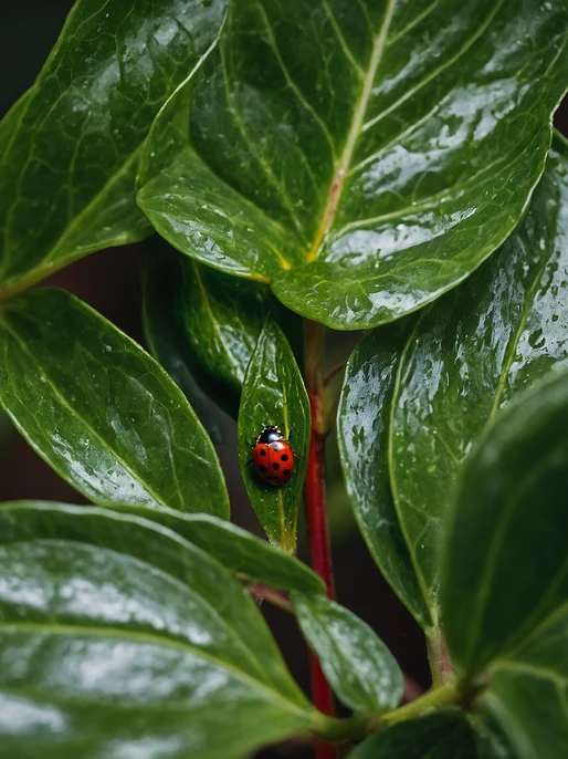 Ladybug on Leaves Wallpaper
