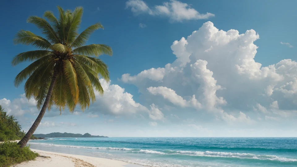 Coconut Palm Tree Beach Wallpaper