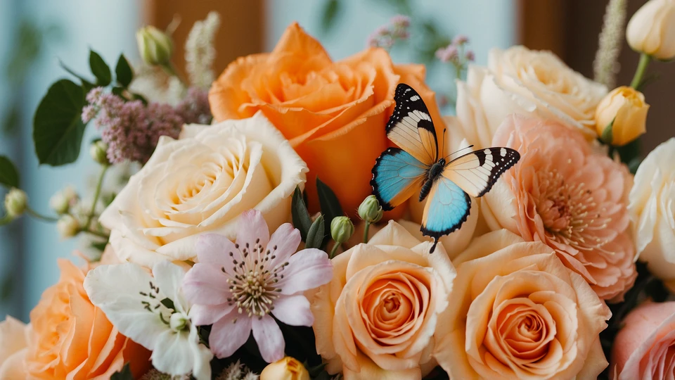 Colorful Flowers Butterfly Wallpaper