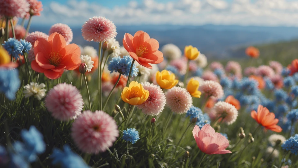 Colorful Spring Flowers Background