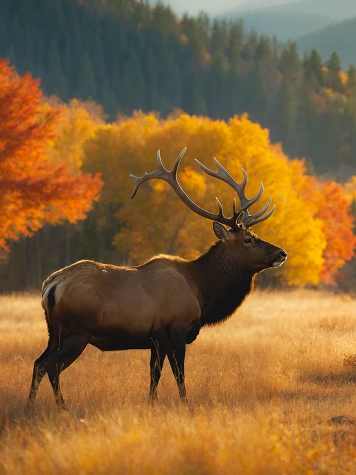 Vibrant Autumn Elks Background