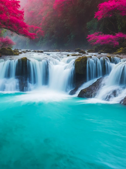 Lush Green Waterfall Background