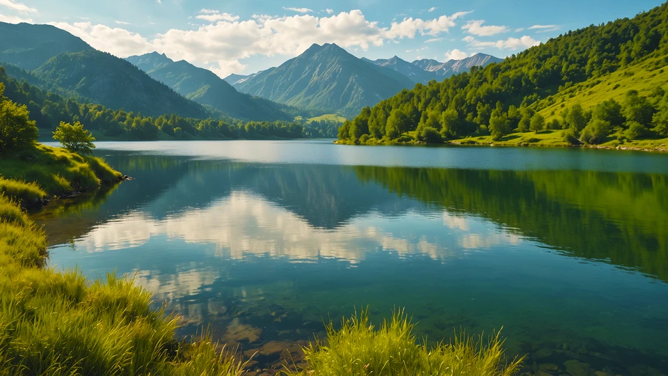 Mountain Lake Valley Wallpaper