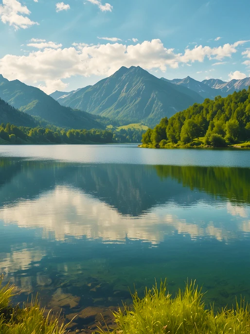 Mountain Lake Valley Wallpaper