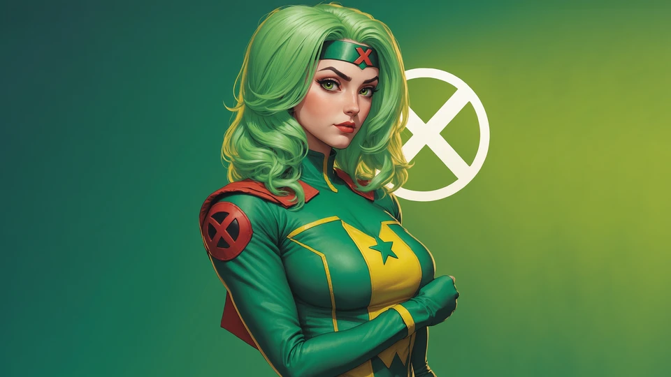 Green-Haired Superheroine Wallpaper