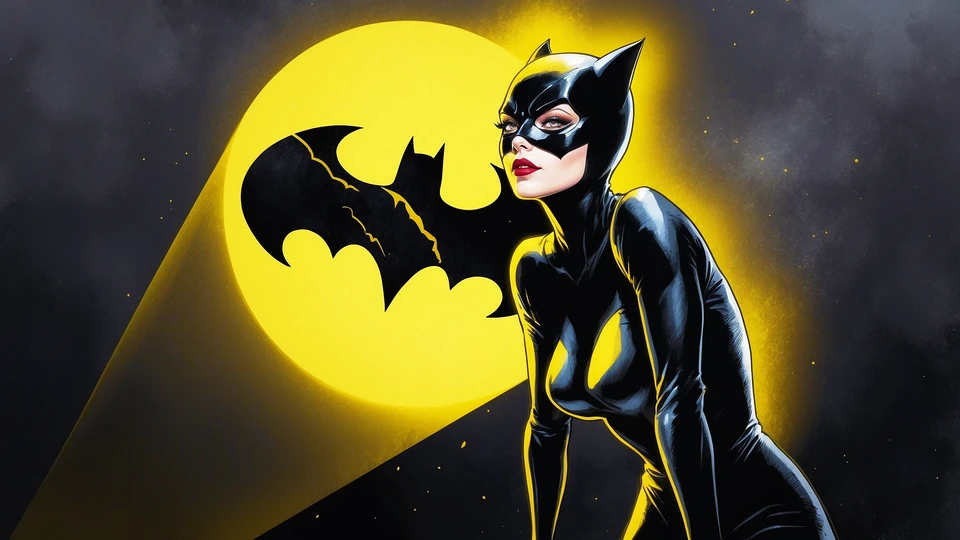 Catwoman and Batman Logo Image
