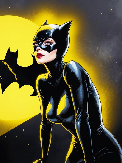 Catwoman and Batman Logo Image