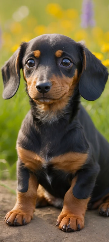 Cute Dachshund in Meadow Wallpaper