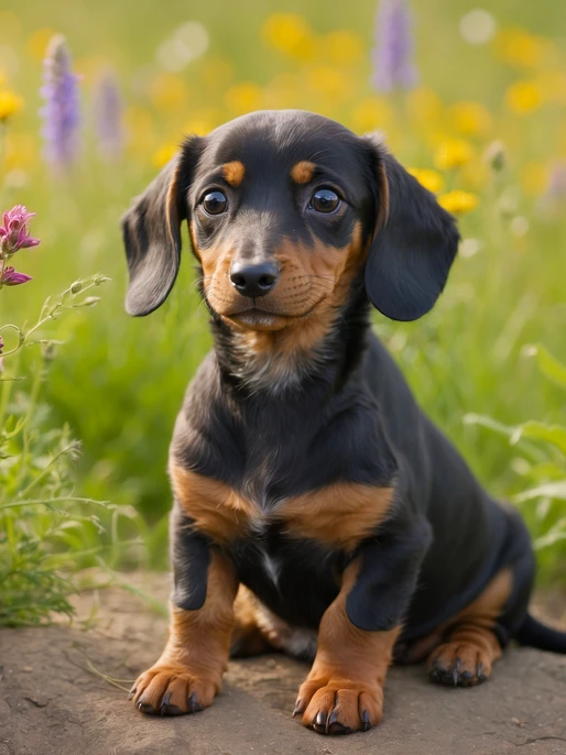 Cute Dachshund in Meadow Wallpaper
