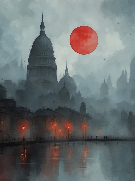 Foggy Urban Dark Cityscape