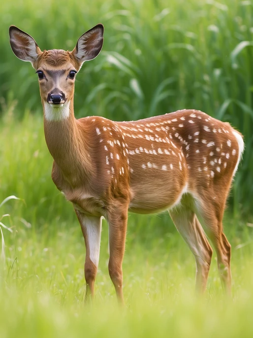 Serene Deer in Grass Background