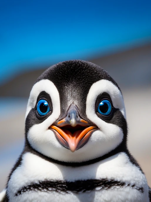 Happy Penguin Blue Background