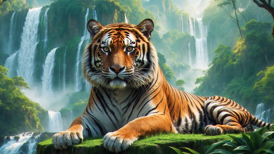 Tiger Waterfall Background