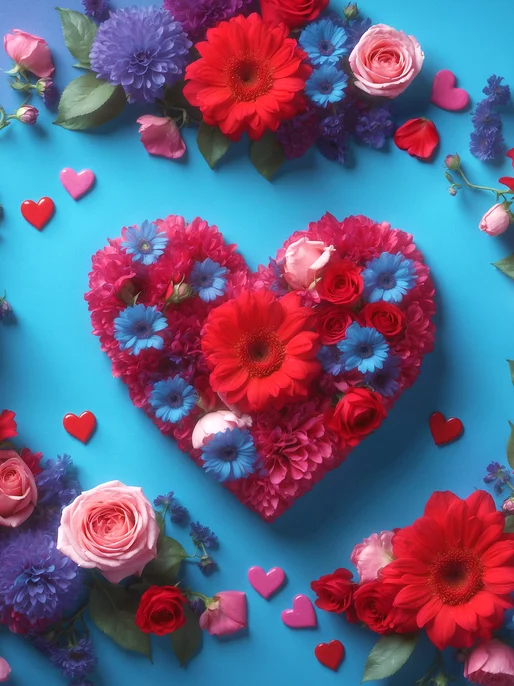 Colorful Flower Heart Background