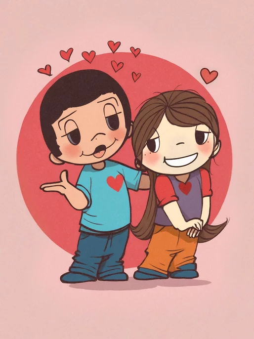 Love Is Cartoon Couple Background