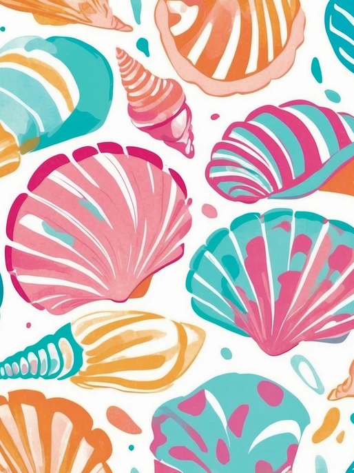 Colorful Seashell Pattern Wallpaper
