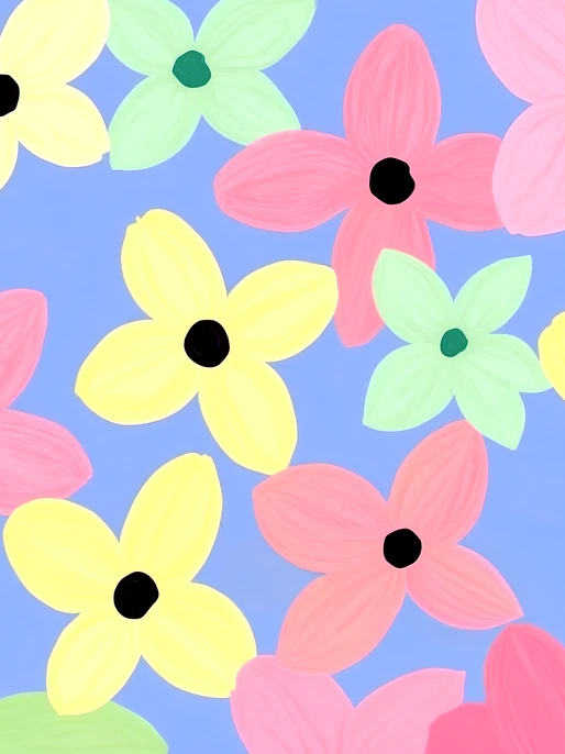 Colorful Flowers Preppy Wallpaper