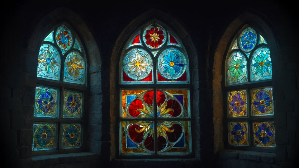 Floral Gothic Window Background