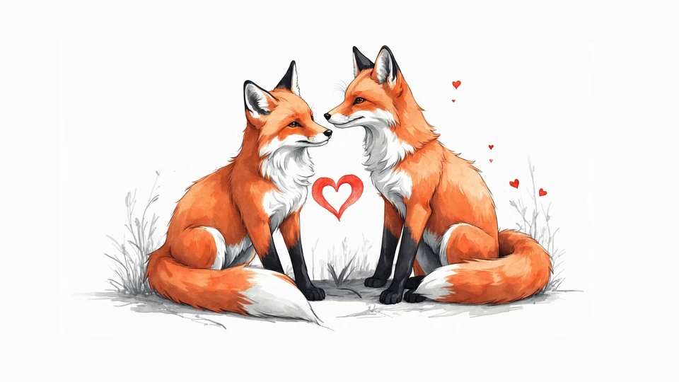 Fox Love Heart Wallpaper