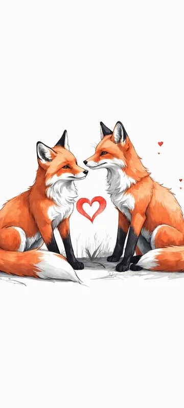 Fox Love Heart Wallpaper