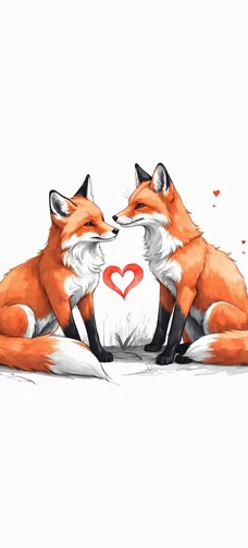 Fox Love Heart Wallpaper