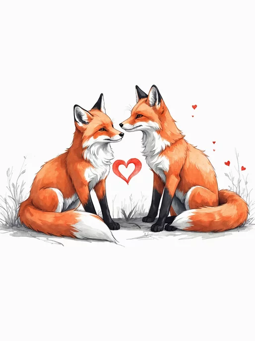 Fox Love Heart Wallpaper